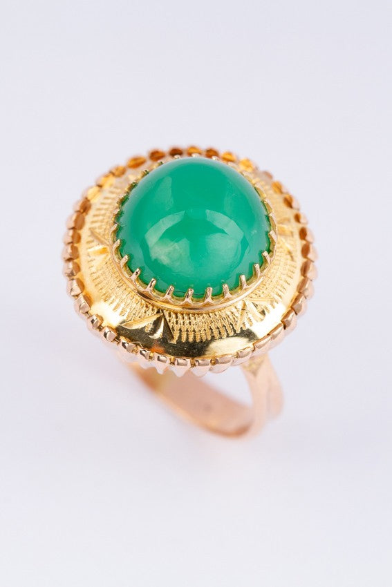 Gold ring with green agate