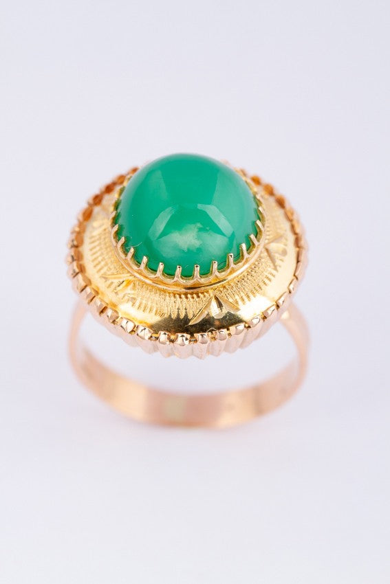 Gold ring with green agate