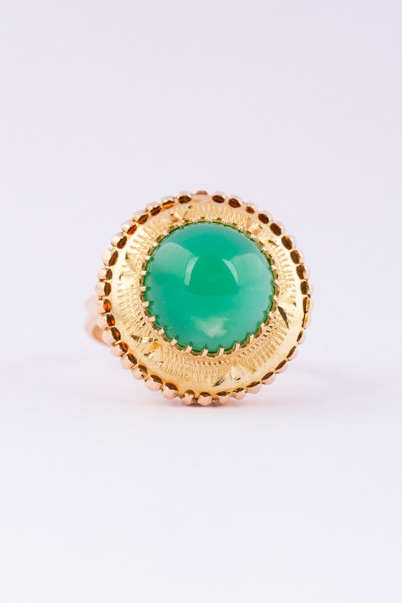 Gold ring with green agate