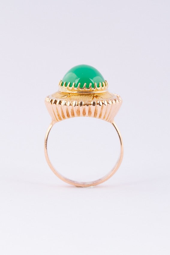 Gold ring with green agate