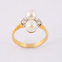 Gold ring with cultured pearls and diamonds