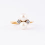 Gold ring with cultured pearls and diamonds
