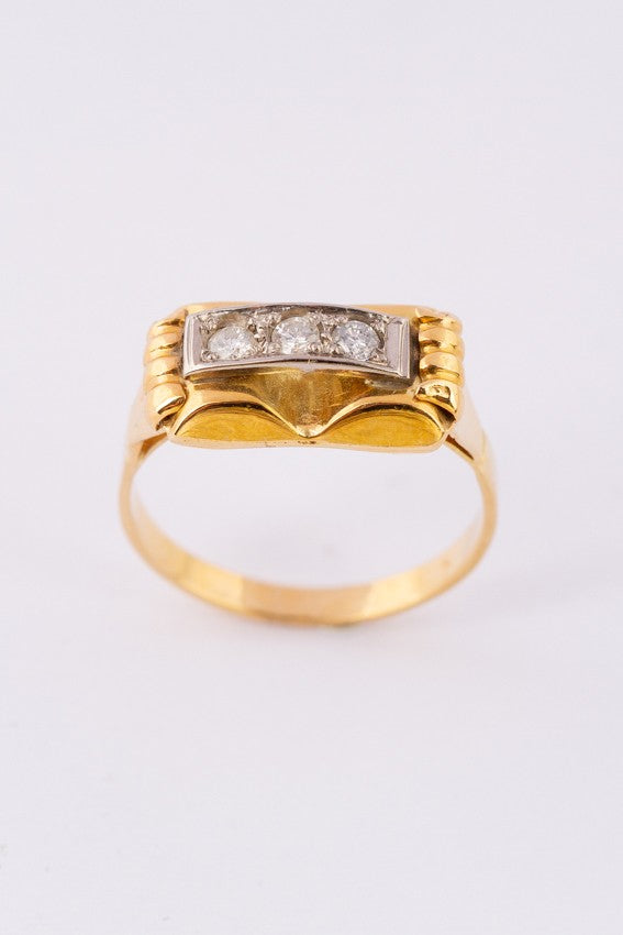 Gouden Démodé ring met briljanten