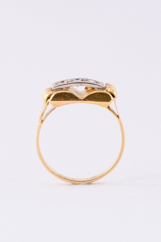 Gold Demodé ring with diamonds