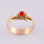 14 krt. gouden ring met bloedkoraal.