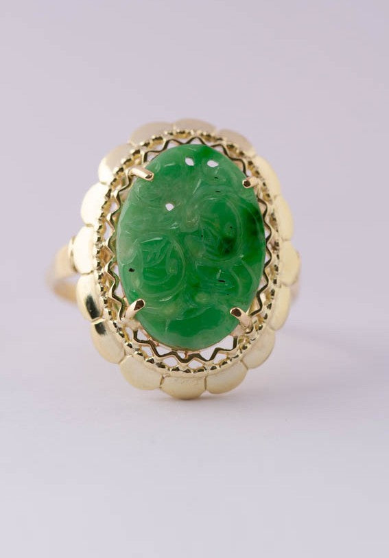 Gouden ring met jade