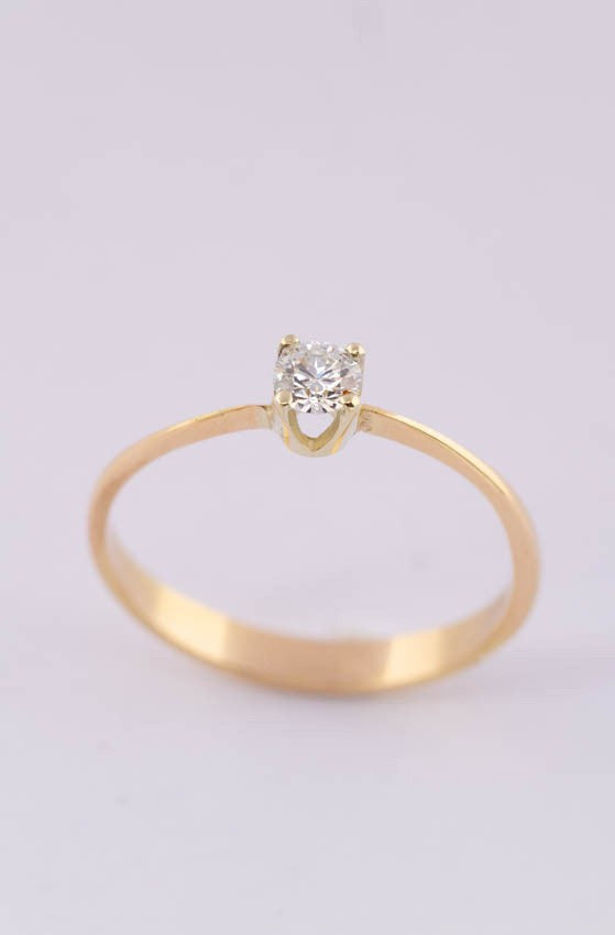 Gouden solitair ring met briljant (0.25 ct)