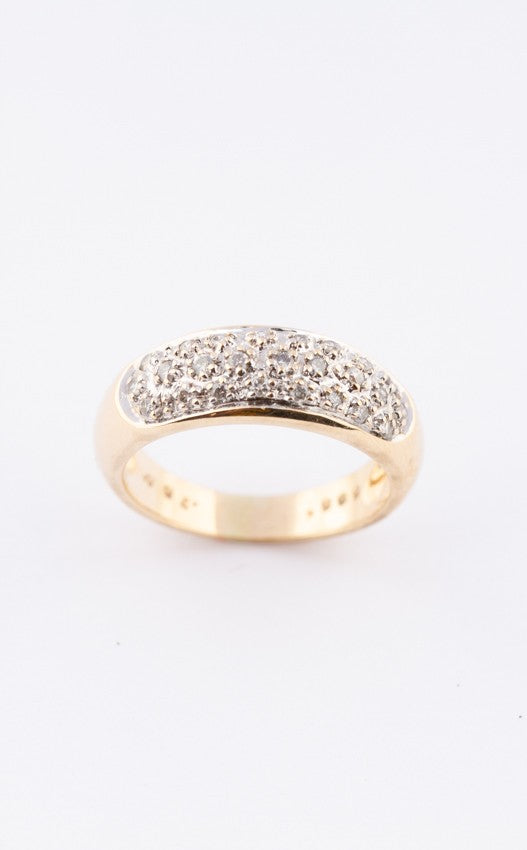 Gouden band ring met 25 briljanten