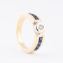 White/yellow gold ring with brilliant and square cut sapphires