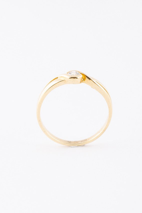 Gouden ring met een briljant van ca. 0.10 ct.