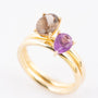 Gold Zinzi rings with amethyst and smoky quartz
