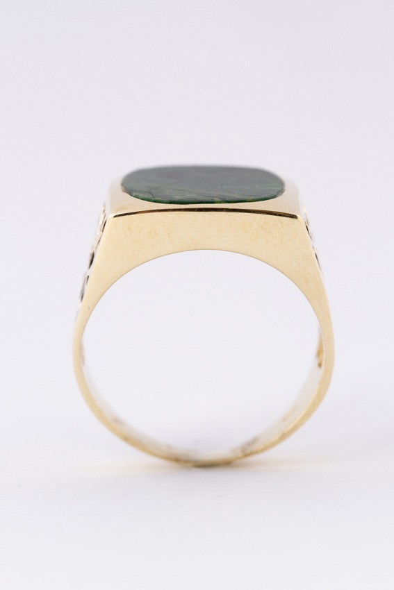 Gold openwork men's ring with jasper