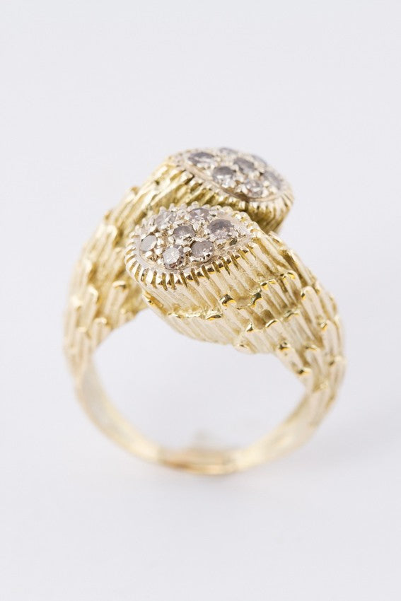 9 krt. slag ring met 14 briljanten