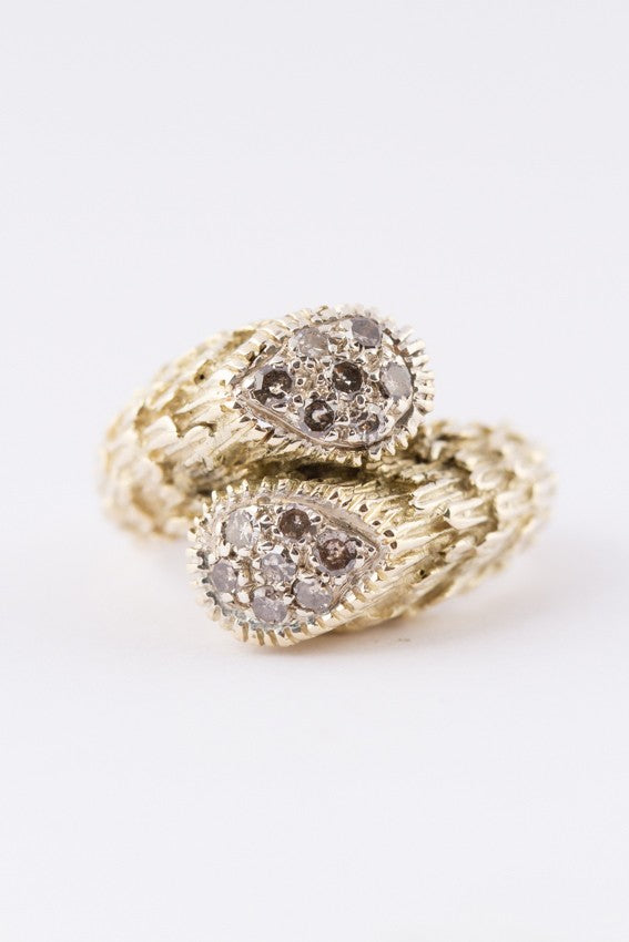 9 krt. slag ring met 14 briljanten