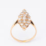 Gouden markies ring met 15 oud geslepen briljanten