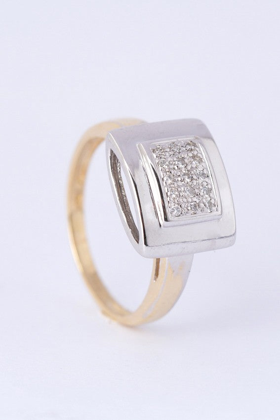 Wit/geel gouden ring met 15 briljanten
