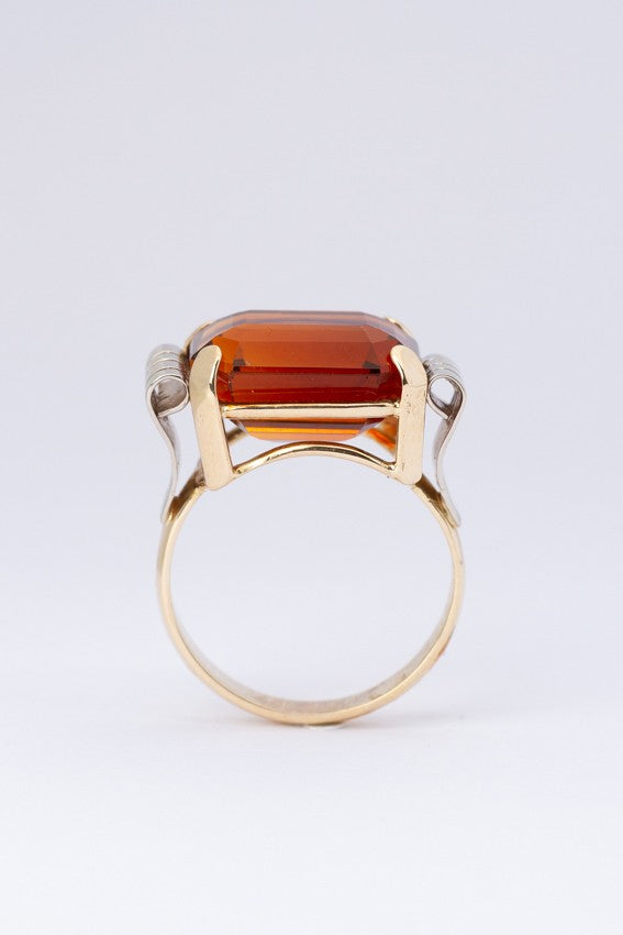 Gouden bi-color ring met citrien (50-er jaren)