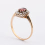 Antieke gouden entourage ring met toermalijn en diamanten