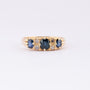 English gold ring with sapphire and diamonds