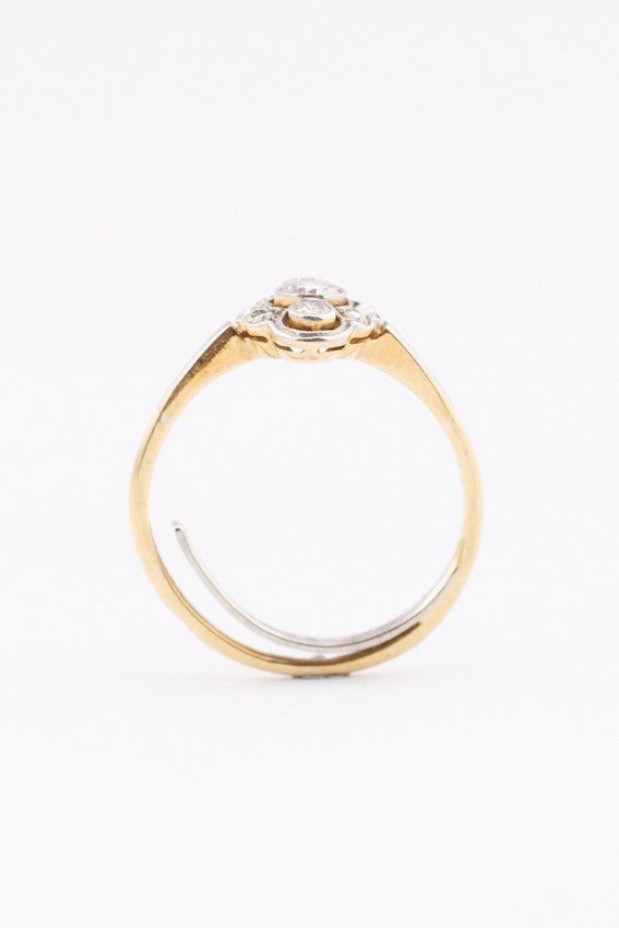 Gouden Art Nouveau ring met briljanten en diamanten