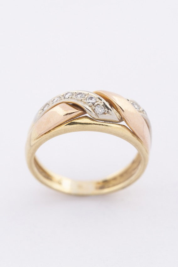 Bi-color gouden ring met briljanten