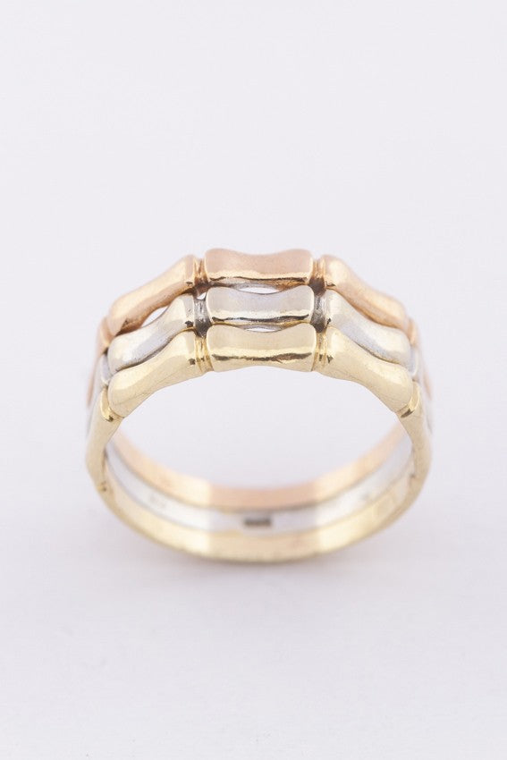 Gouden tricolor bamboe ring