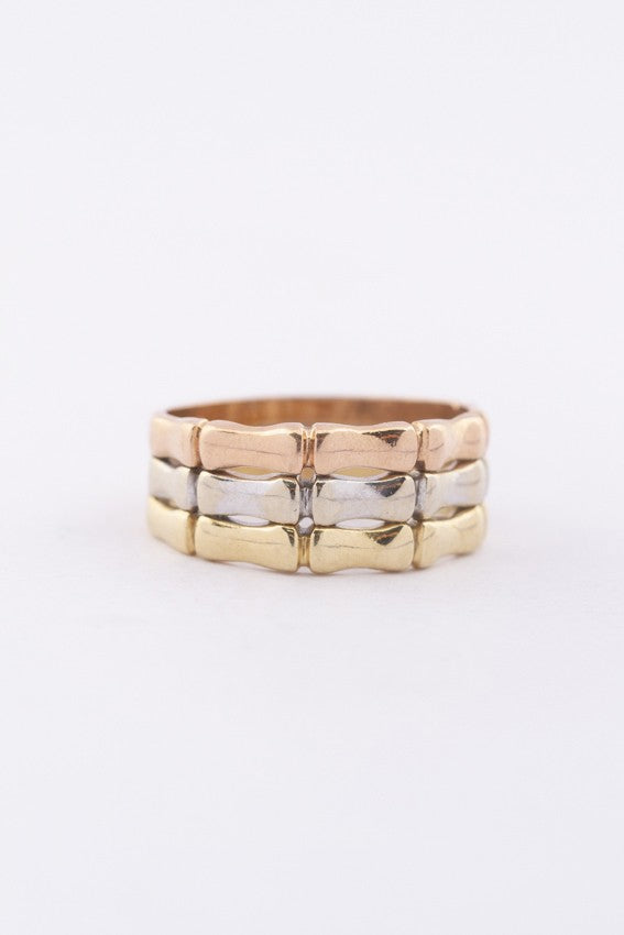 Gouden tricolor bamboe ring