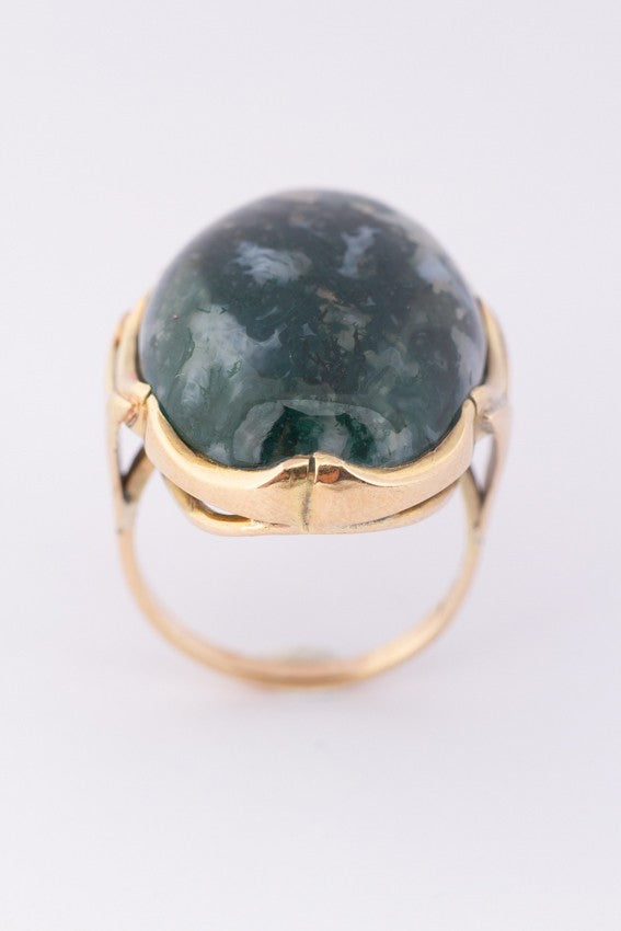 Gouden ring met mosagaat