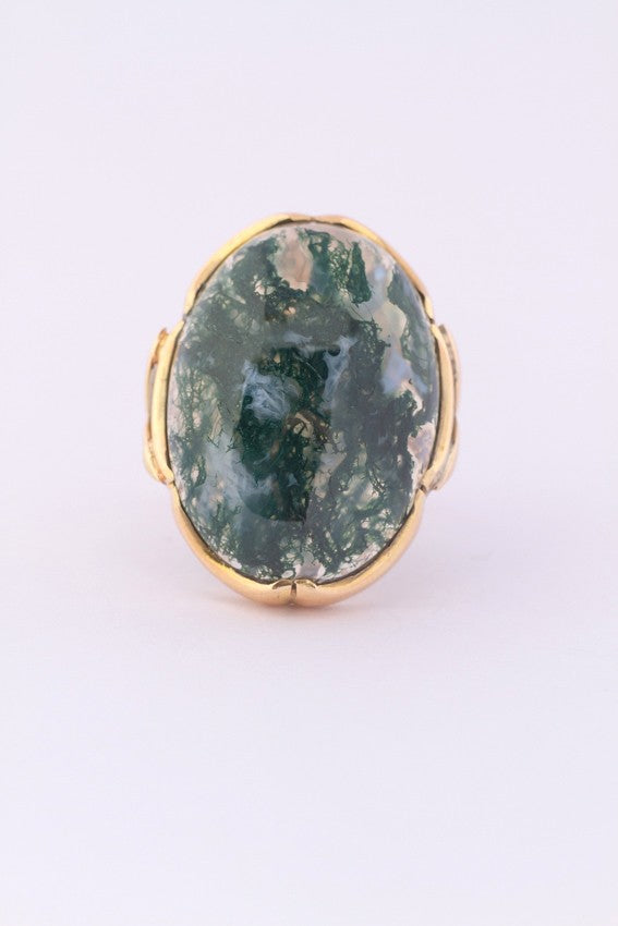 Gouden ring met mosagaat