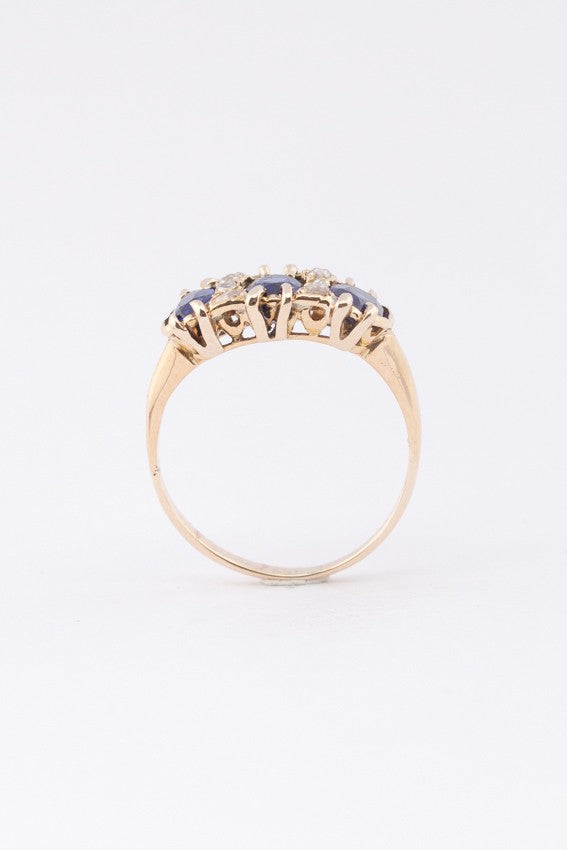Victoriaanse ring met saffieren en diamanten