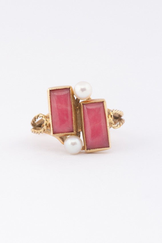 Gouden ring met rhodochrosiet