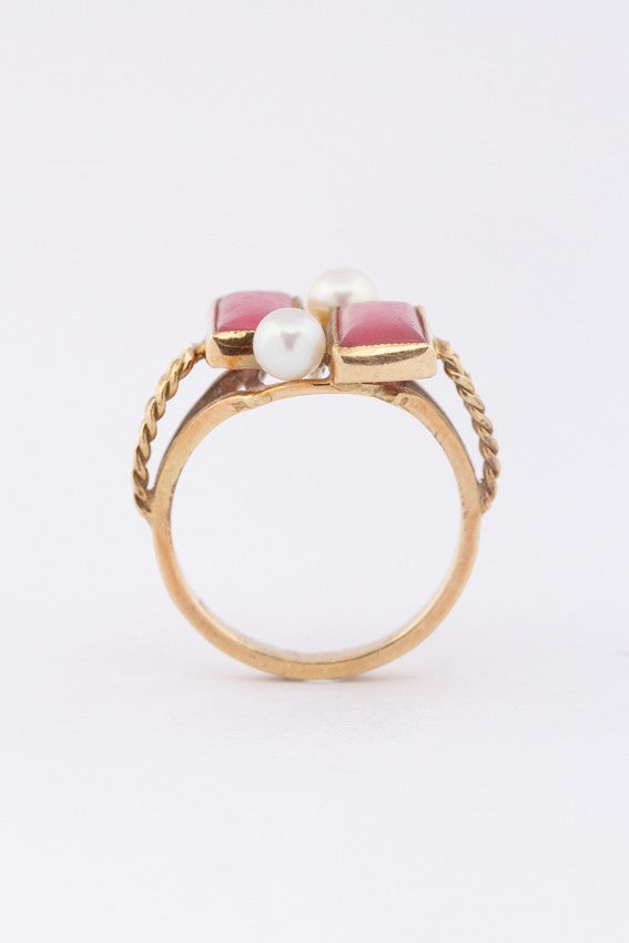 Gouden ring met rhodochrosiet
