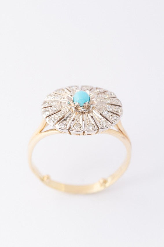 Gouden ring met turkoois en diamanten