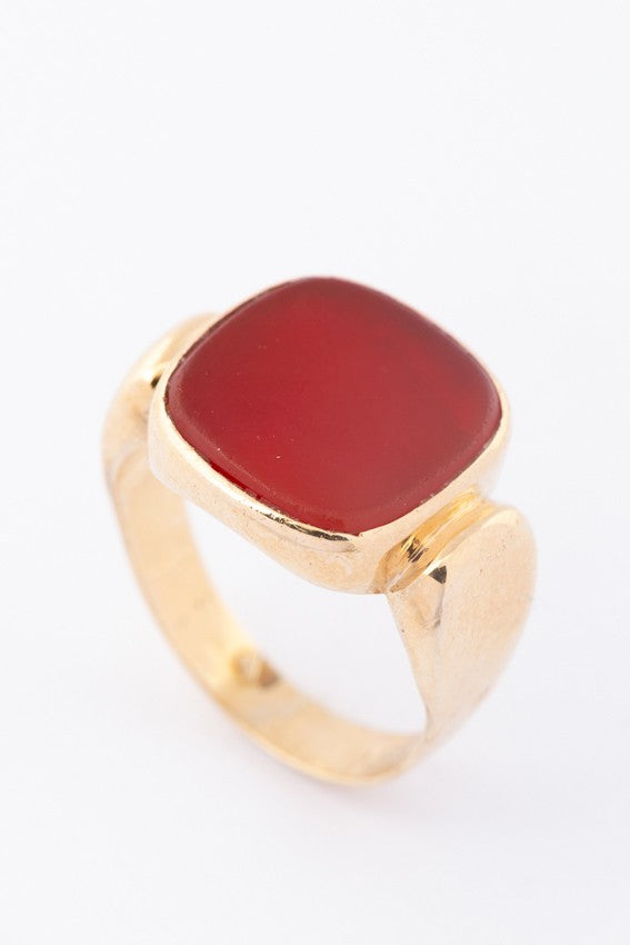 Gouden heren ring met carneool