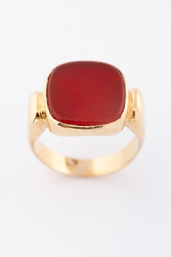 Gouden heren ring met carneool