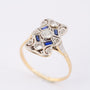 Antieke gouden Art Déco ring met diamanten en saffieren