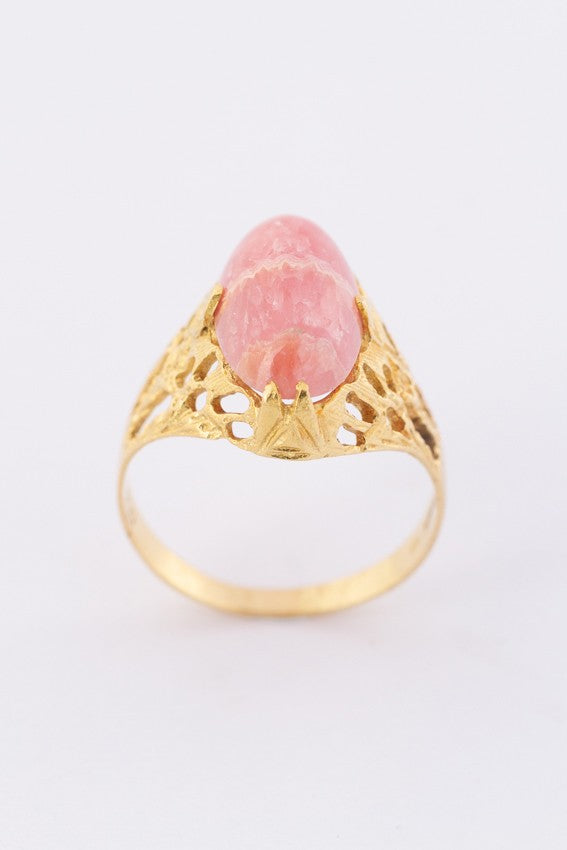 Gouden ring met rhodochrosiet