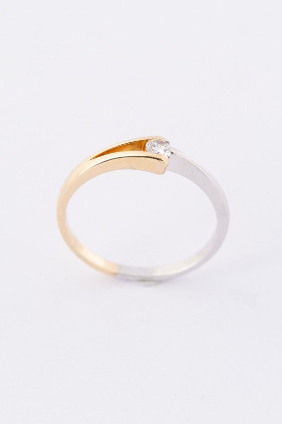 Wit/geel gouden ring met een briljant, Le Chic