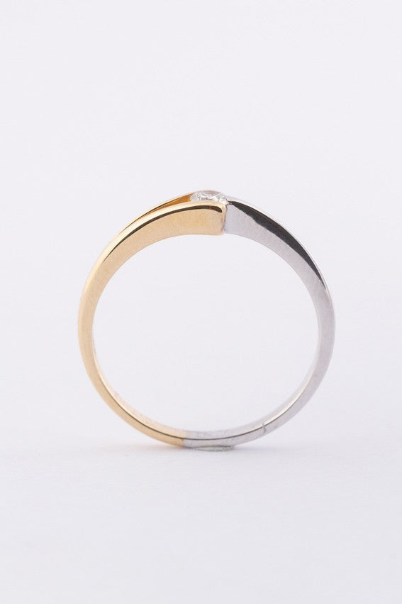 Wit/geel gouden ring met een briljant, Le Chic