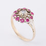 Antieke entourage ring met diamant en robijnen