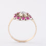 Antieke entourage ring met diamant en robijnen