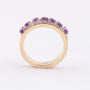 White/yellow gold band ring with diamonds and amethysts