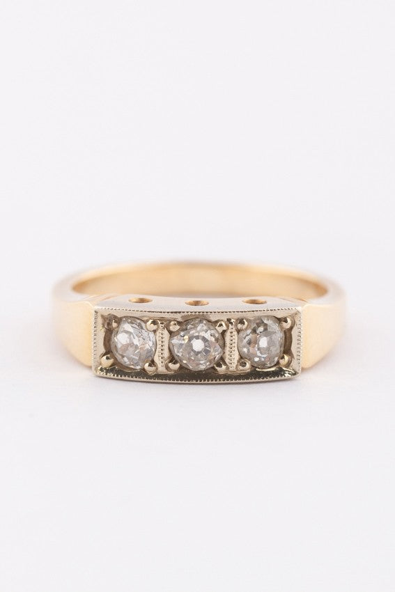 Geel gouden rij ring met briljanten