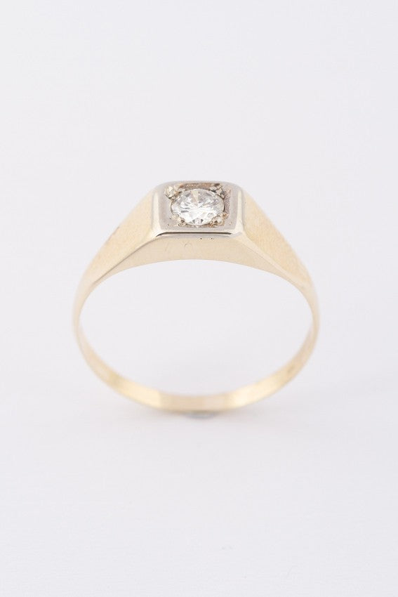 Gouden heren solitair ring met een briljant van ca. 0.25 ct.