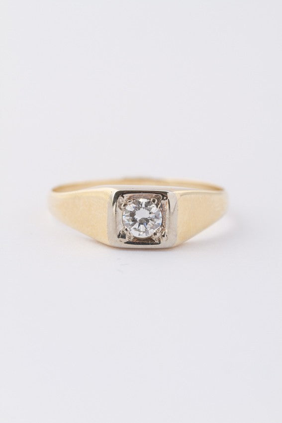 Gouden heren solitair ring met een briljant van ca. 0.25 ct.