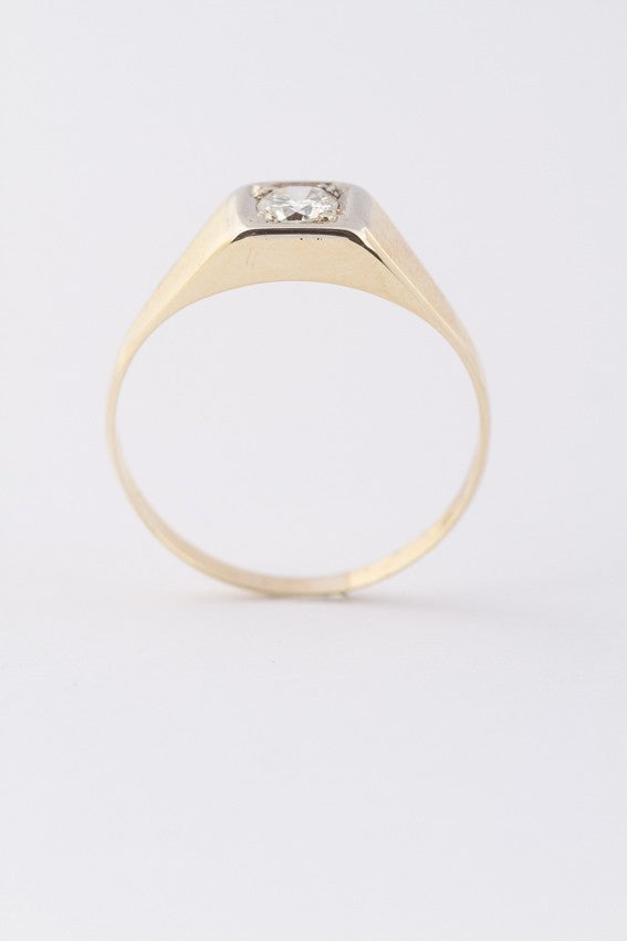 Gouden heren solitair ring met een briljant van ca. 0.25 ct.