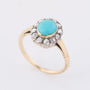 Antieke entourage ring met turkoois en diamanten