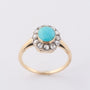 Antieke entourage ring met turkoois en diamanten