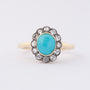 Antieke entourage ring met turkoois en diamanten