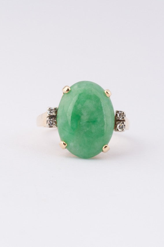 ring met jade en 4 briljanten